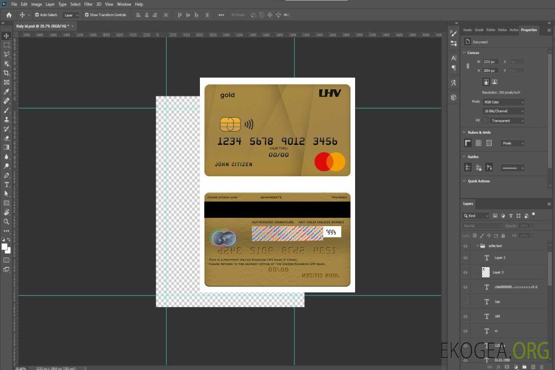 Royaume-Uni LHV banque mastercard or template